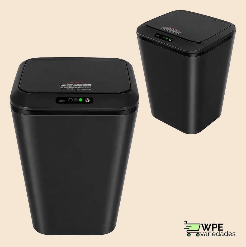 Lixeira Inteligente Automática com Sensor para Cozinha e Banheiro, 16 Litros Preto