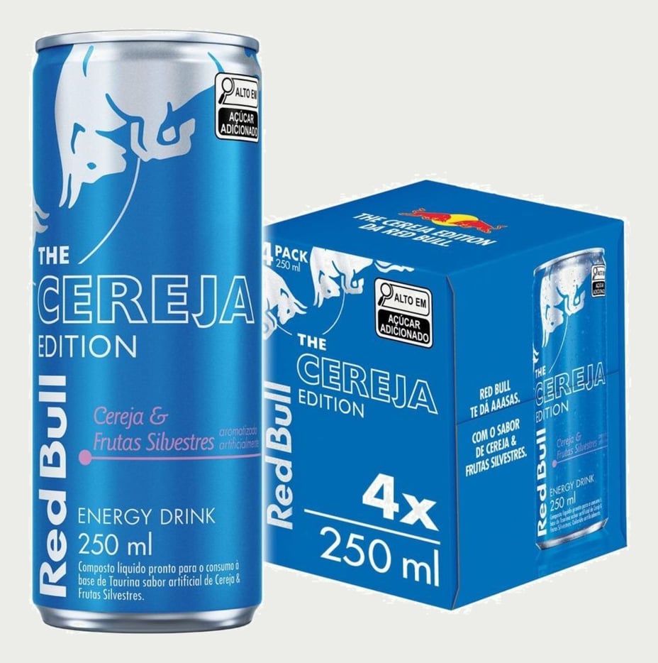 Pack de 4 latas, Red Bull Energético, Cereja e Frutas Silvestres, 250ml