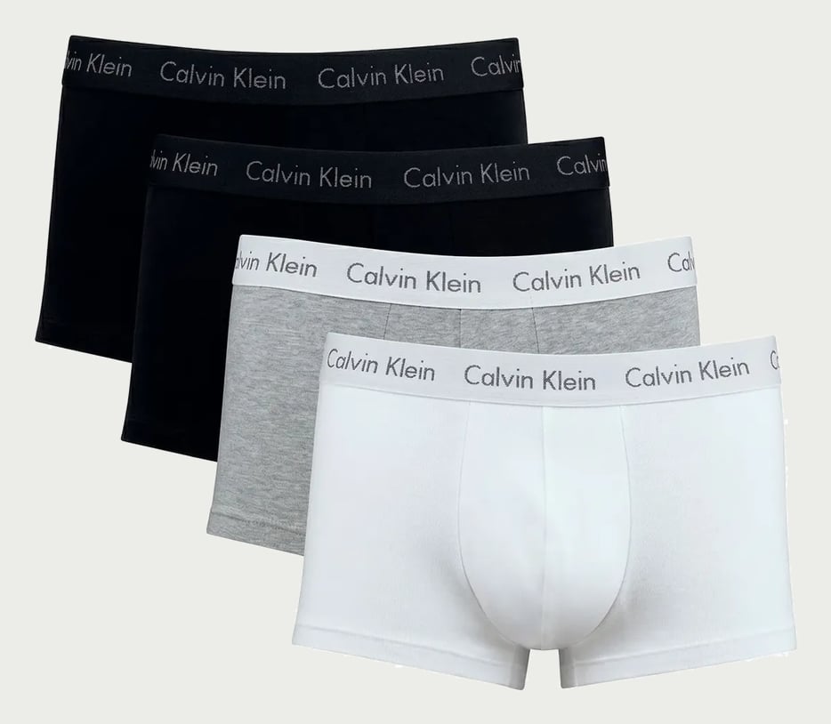 Kit Com 4 Cuecas Boxer Cotton Calvin Klein Original Preto/cinza/branco Liso M