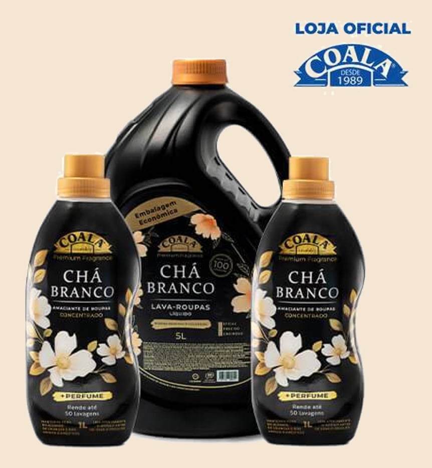 Kit Coala Laundry 1 Lava Roupas 5L + 2 Amaciantes de 1L cada - Chá Branco