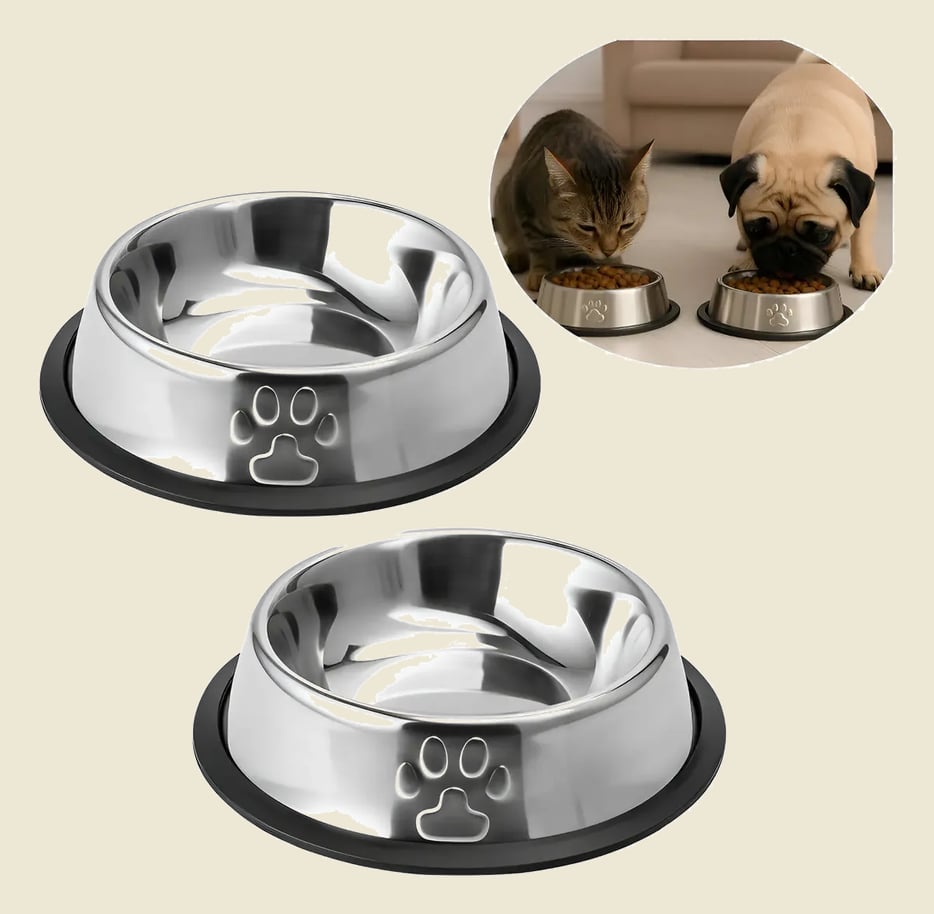 Kit 2 Comedouros Pote Ração Inox Cachorro Pequeno Gato 240ml Não Aplicável Inox