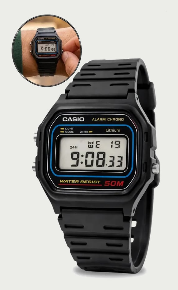 Relógio Casio Masculino Digital Preto de Resina W-59-1VQ