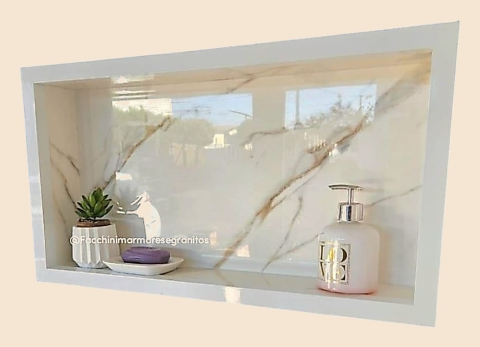 Nicho de Porcelanato 60x30cm para Banheiro | Embutir na Parede | Porta Shampoo | Envio Imediato