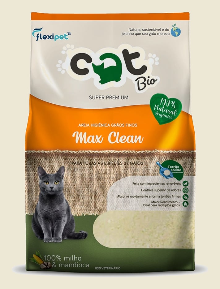 Areia Catbio Biodegradável 4 Kg - Max Clean - Grãos Finos
