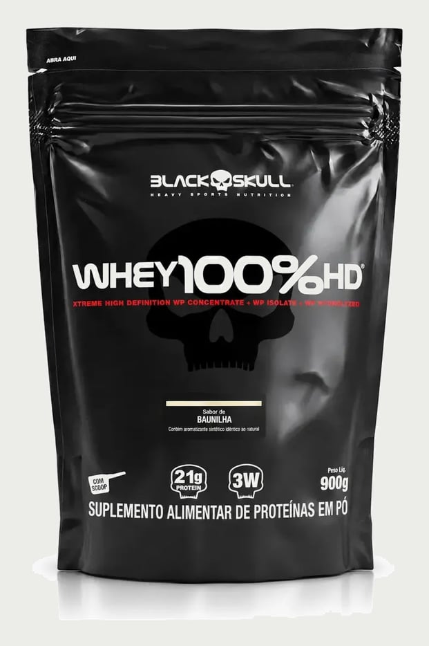 Proteína Black Skull Whey 100% HD em pó sabor Baunilha x 900g