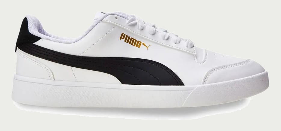Tênis Casual Masculino E Feminino Shuffle Puma Puma White-puma Black-puma Team Gold Geométrico 41 Br