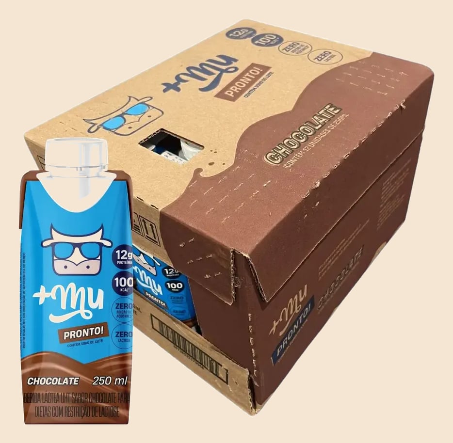 +Mu Mulkshake Bebida Com Whey Chocolate 250ml -12 Unidades