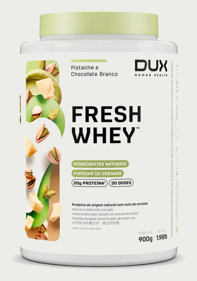 Whey Protein Fresh Whey Dux 900g Pistache Chocolate Branco