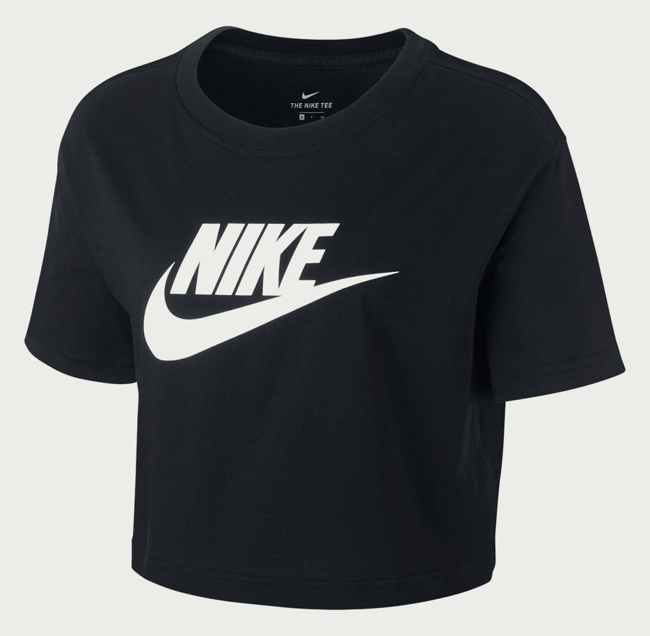 Camiseta Cropped Nike Sportswear Essential Cr Feminina Preto branco