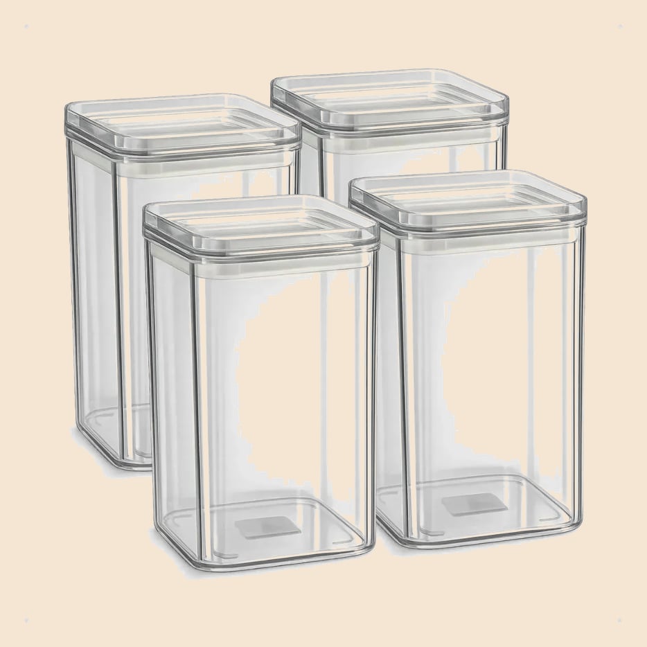 Kit 4 Potes Hermético 1 Litro - Bpa Free Organizador Com Tampa Para Alimentos, Empilhável, Organizadores Para Armário E Cozinha, Mantimentos