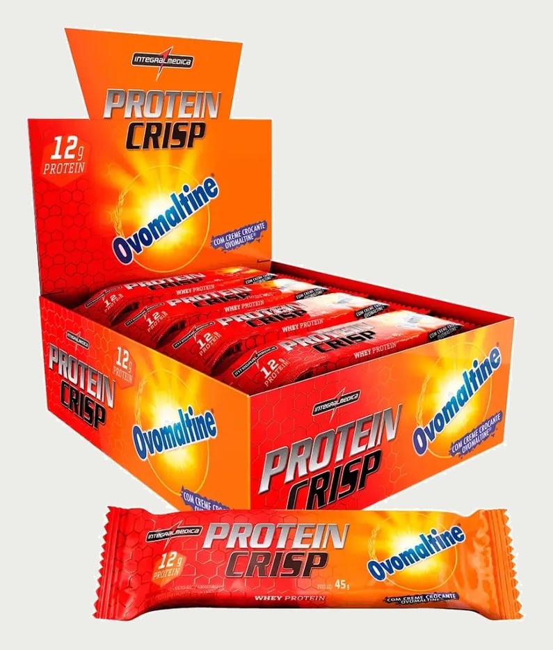 Barra de Proteína Integralmédica Crisp Bar sabor Ovomaltine x 45g de 12 un