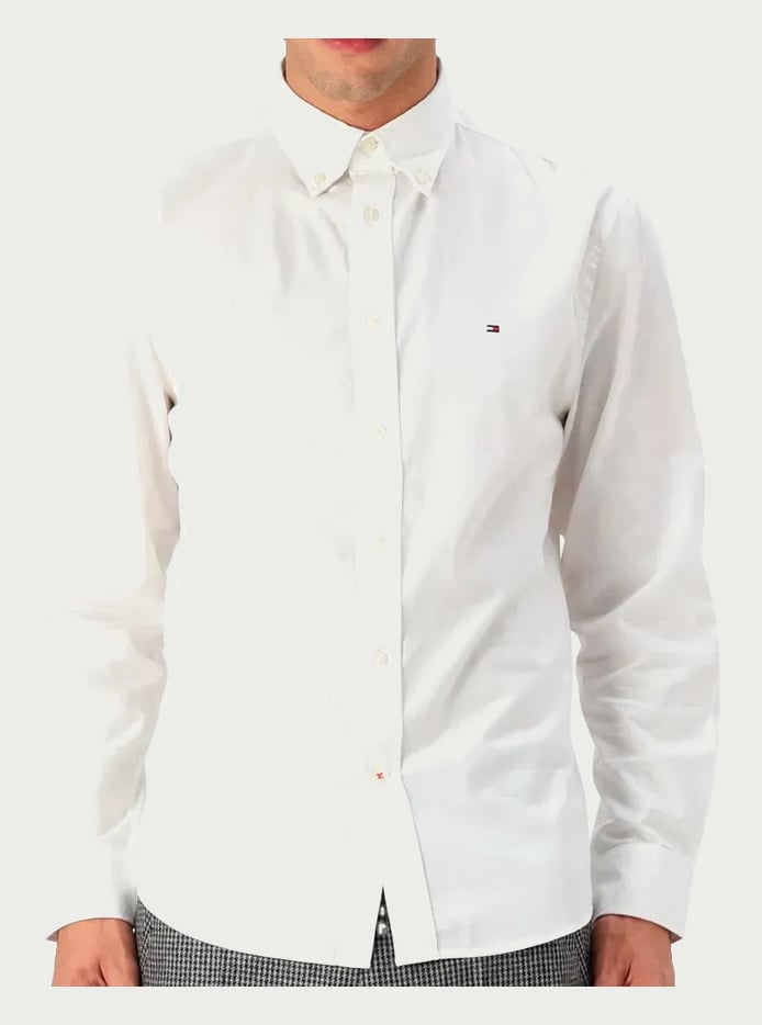 Camisa Tommy Hilfiger Masculina Regular Fit Poplin Branca Branca Xl/gg