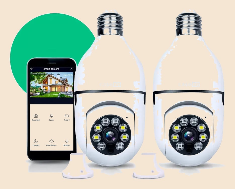 Kit 2 Câmeras Lampada De Segurança Ip Wifi Com Visão Noturna Interna Externa App Yoosee Espiã 360º Cor Branco