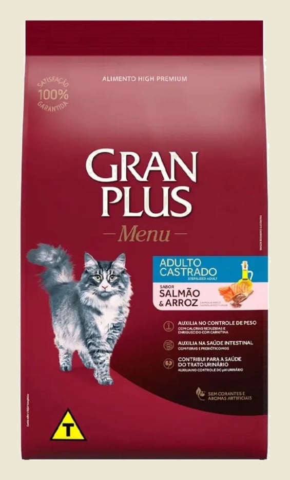 Gran Plus Menu Castrados Para Gato Adulto Sabor Salmão Y Arroz De 10.1 Kg
