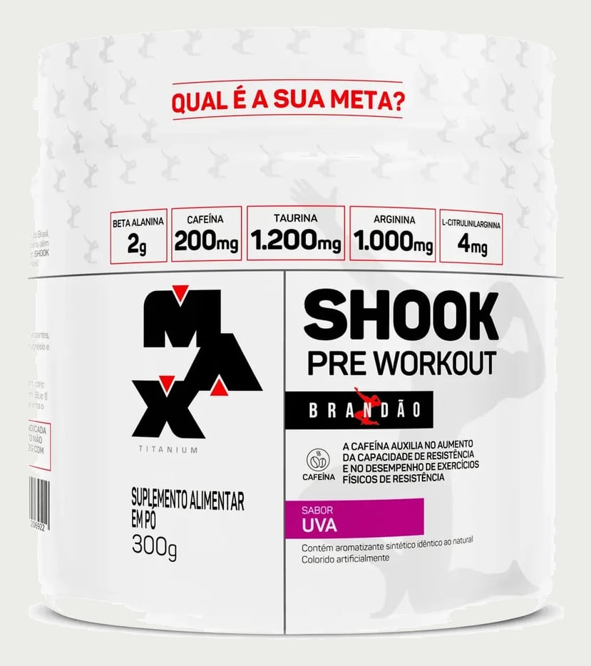 Pré-workout Shook Linha Rafael Brandão Pote 300g Pré-treino Sabor Uva