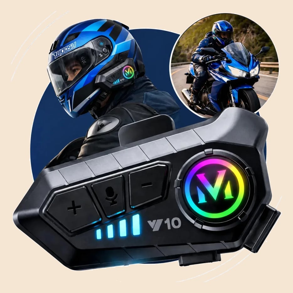 Fone De Ouvido Para Capacete Intercomunicador Bluetooth Headset Rgb Sem Fio Música GPS Chamadas Handsfree Alta Potência Woosh