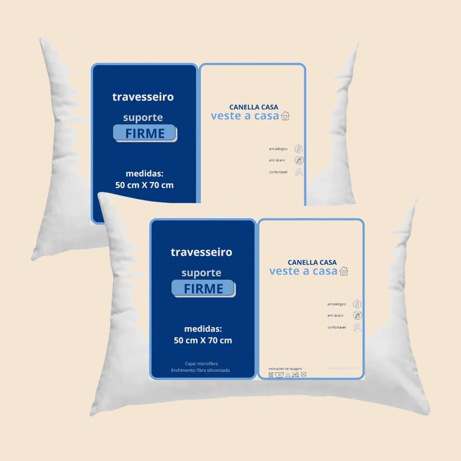 2 Travesseiro Antialérgico Impermeável 50x70 Suporte Firme Branco