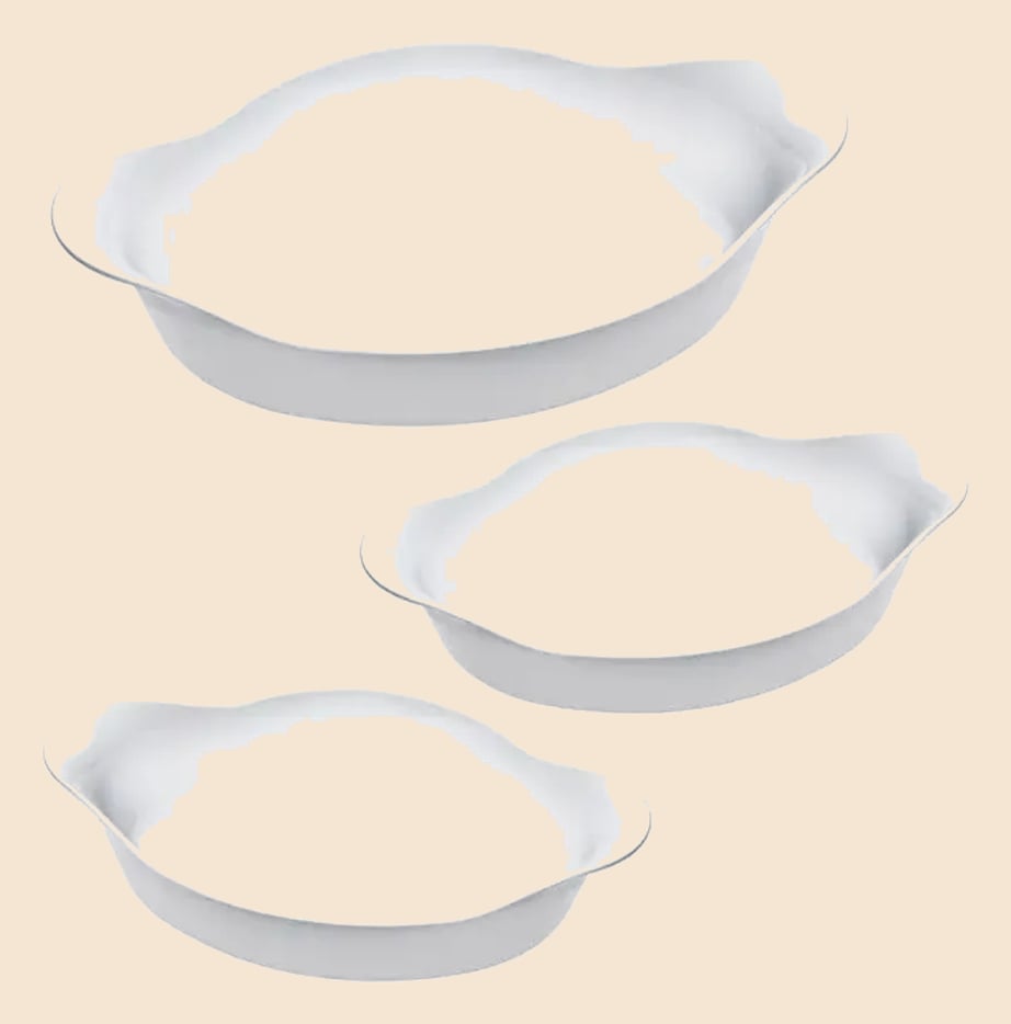 Marinex Conjunto de Assadeiras Oval Opaline 3 Peças Branco
