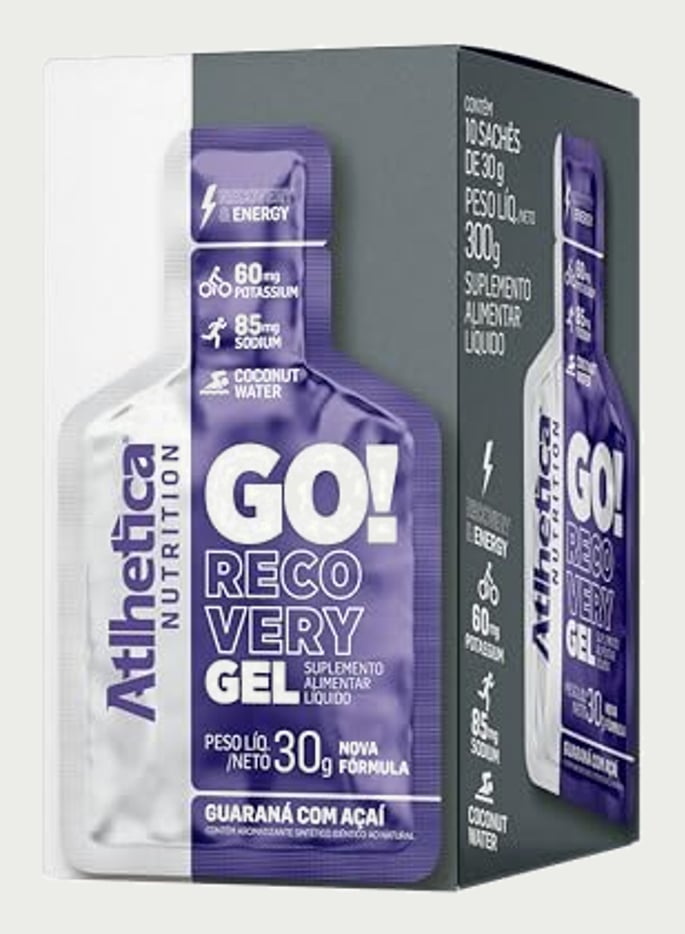Go Energy Gel (10 Sachês) - Sabor Guaraná e Açai, Atlhetica Nutrition, Roxo