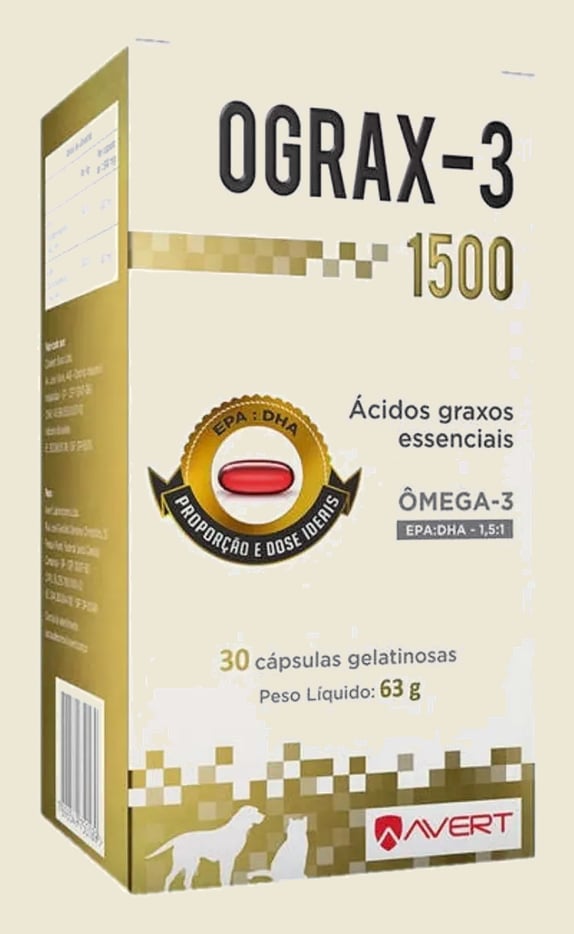Suplemento cães Avert Omega 3 Ograx-3 1500 30 cápsulas