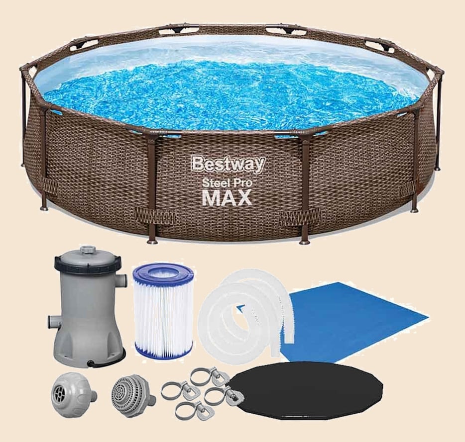 Piscina Estrutural 4678L Circular Deluxe + Filtro 110V ou 220V + Capa + Forro Bestway