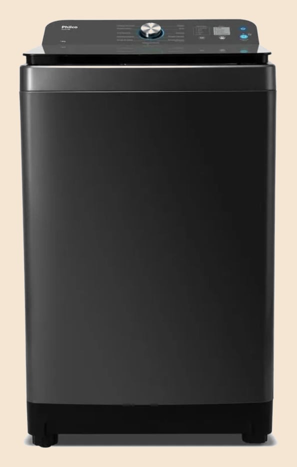 Máquina de Lavar Philco 14 Kg Preto Plr14b 12 Programas Cesto de Inox Tampa de Vidro