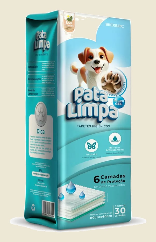 Tapete Higiênico 80x60 30un Pata Limpa Descartável Cachorro Pet Cão Fralda Manta Absorvente