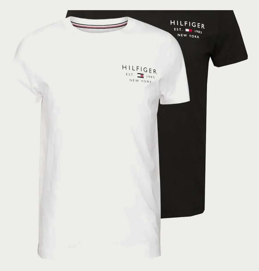 Kit Camisetas Tommy Hilfiger Brand Love Small Preta/braca Preta/branca S/p