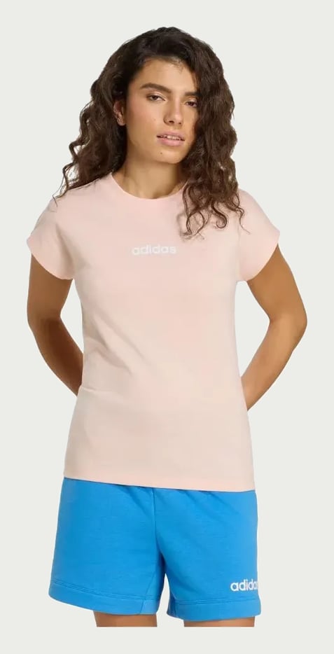 Camiseta Essentials Linear De Algodão adidas Rosa G