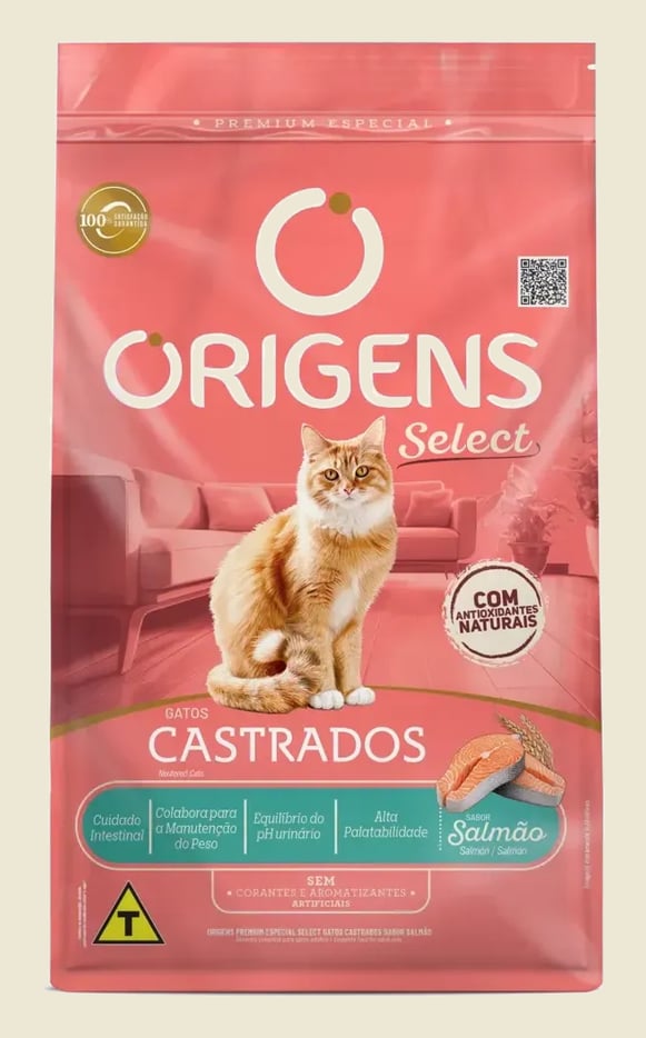 Origens Gatos Castrados Adultos Sabor Salmao 3 Kg