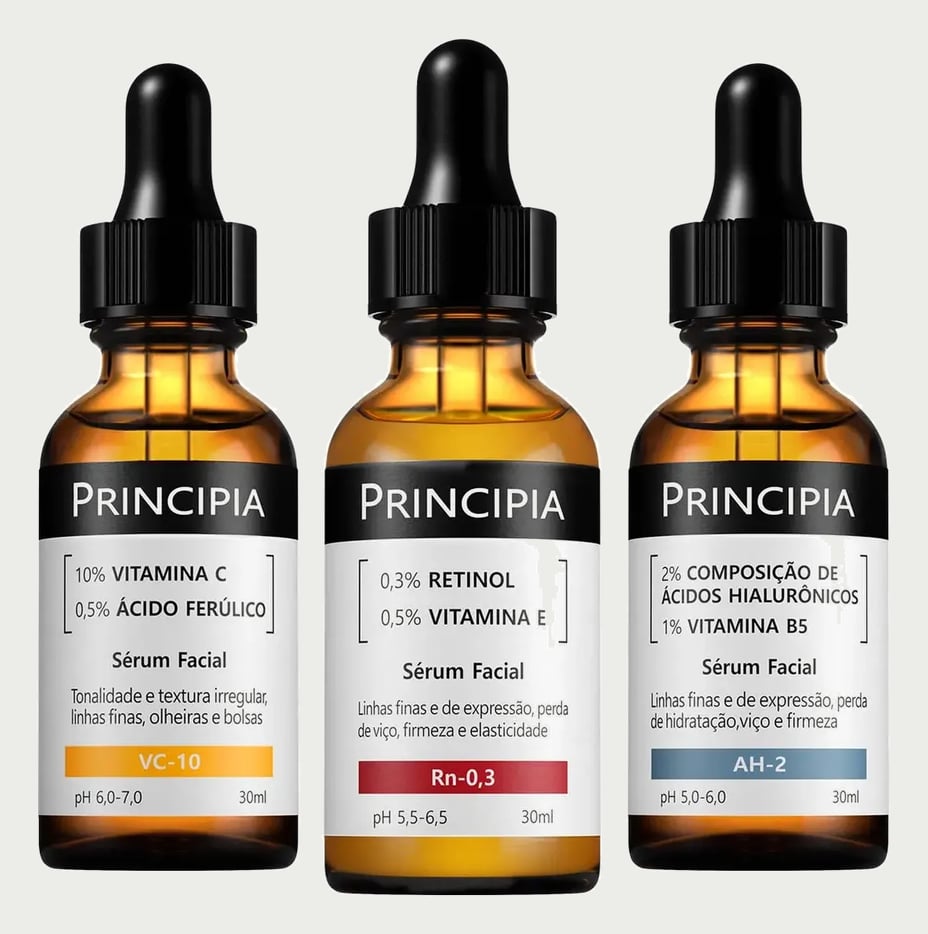Principia Kit C/3 Séruns Vitamina C + Retinol + Hialurônicos
