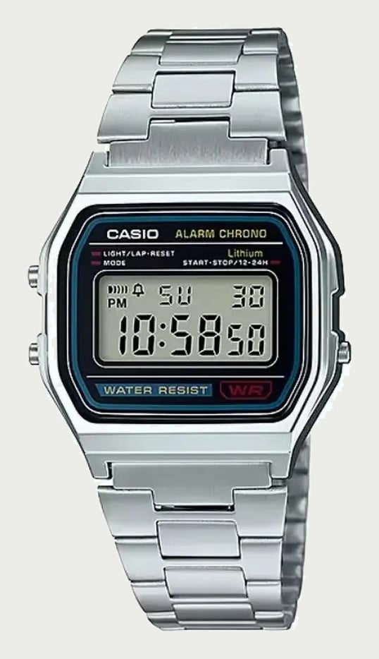 Relógio Casio Digital A158wa Vintage Masculino Unissex 30m Prata