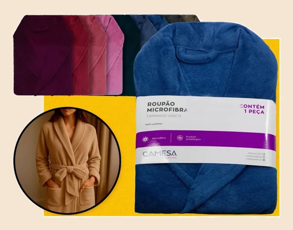 Roupão Microfibra Adulto Extra Macio Unissex Várias Cores