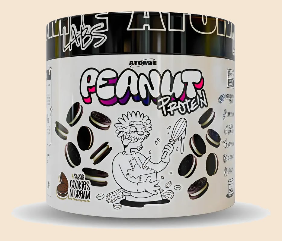Peanut Protein 350g Atomic Labs - Sabor Cookies & Cream - Pasta de Amendoim com Whey Protein e Colágeno Hidrolisado