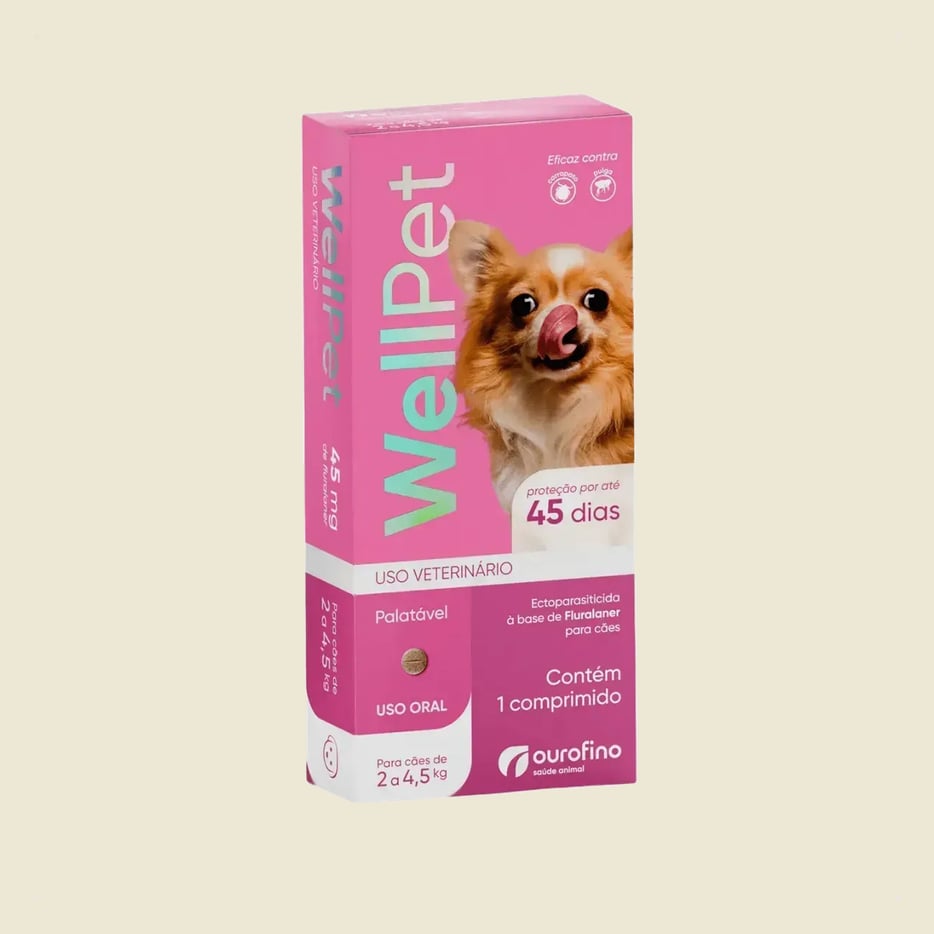 WellPet 2 a 4,5kg 45mg Antipulgas e Carrapatos Ourofino