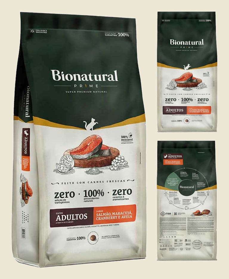 Ração Bionatural Prime para Gatos Adultos sabor Salmão 20 KG
