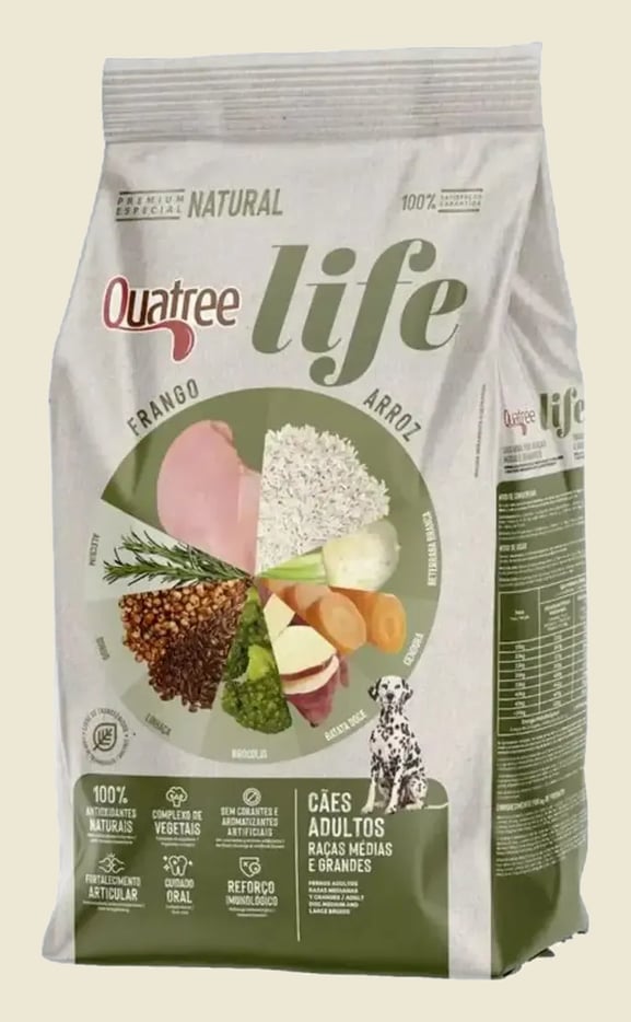 Ração Cachorro Quatree Life Adulto Sem Transgênicos 15kg