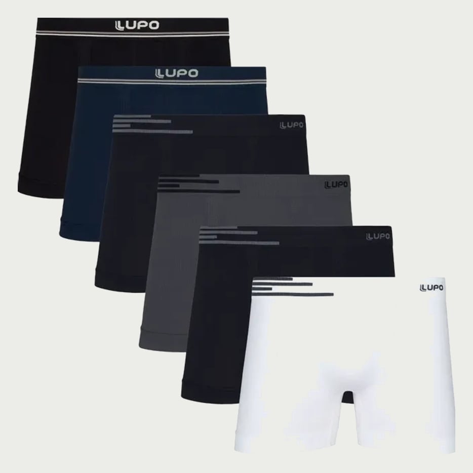 Kit 6 Cuecas Lupo Boxer Box Sem Costura Basic Microfibra