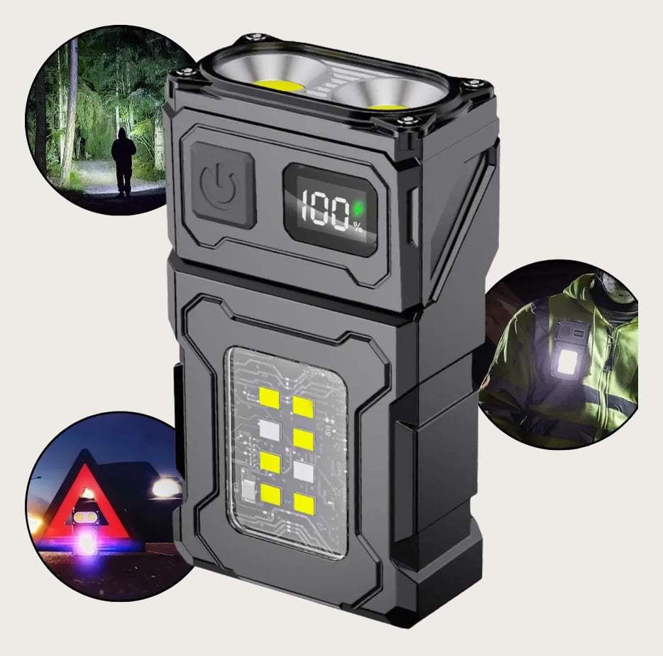 Lanterna Tatica Militar Potente Forte Recarregavel Multiuso Emergência Automotiva Prova Dagua C/ Power Bank