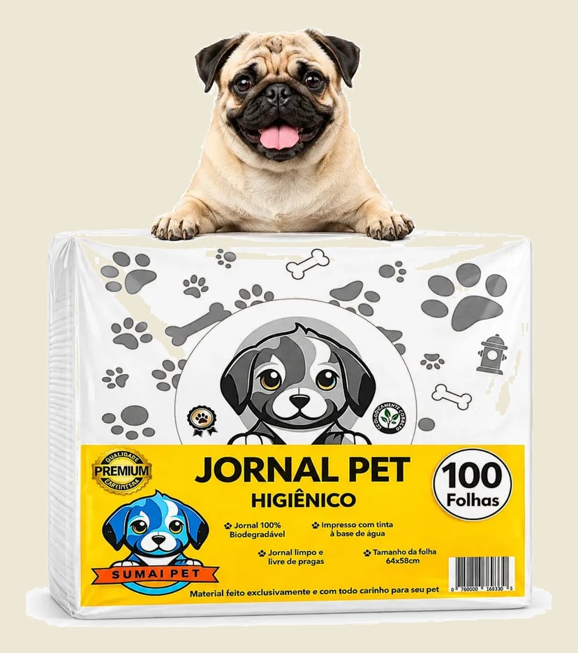 Jornal Pet 100 Folhas Grandes Papel Limpo Higienico Cachorro