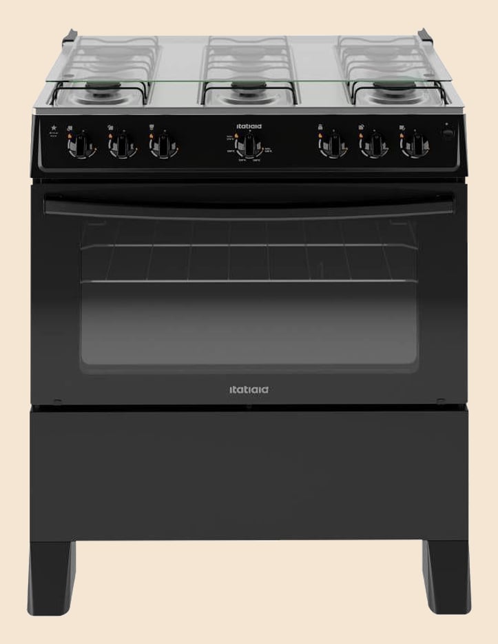 Fogão Itatiaia Star New Piso 6 Bocas Preto Mesa de Inox Bivolt 3700000474