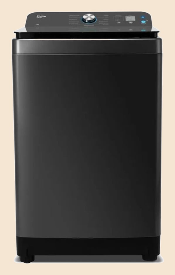 Máquina de Lavar Philco 14 Kg Preto Plr14b 12 Programas Cesto de Inox Tampa de Vidro
