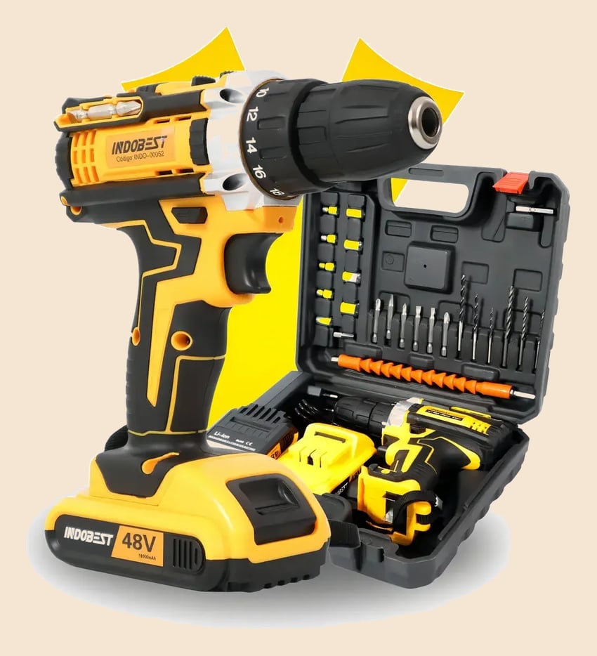 Parafusadeira Furadeira Sem Fio 2 Baterias 340w 1550 Rpm Cor Amarelo