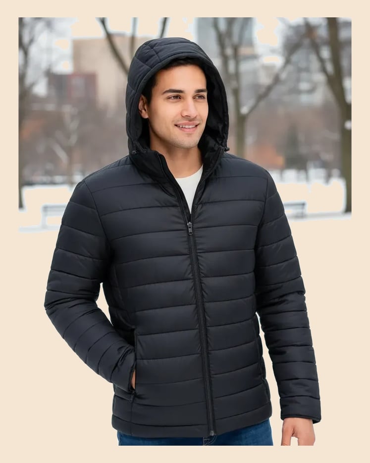 Bobojaco Masculino Impermeável Térmico Corta Vento Capuz Preto P Liso