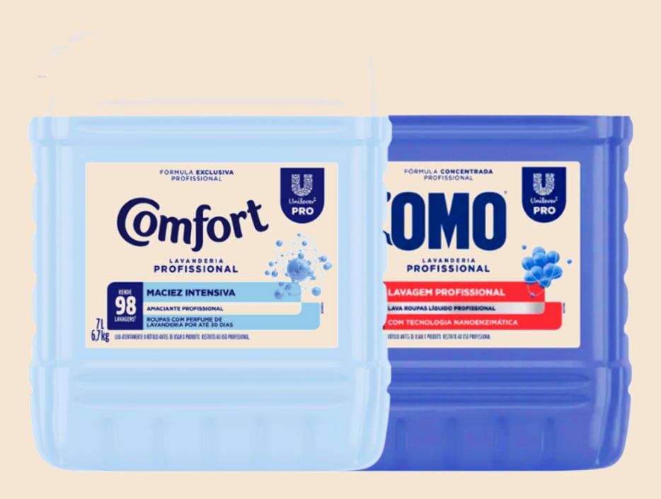 Kit Lava Roupas Lavanderia Pro Omo 7L + Amaciante Comfort 7L