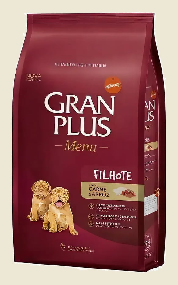 Ração Seca Gran Plus Menu Seca Filhote Cão Sabor Carne e Arroz 15kg