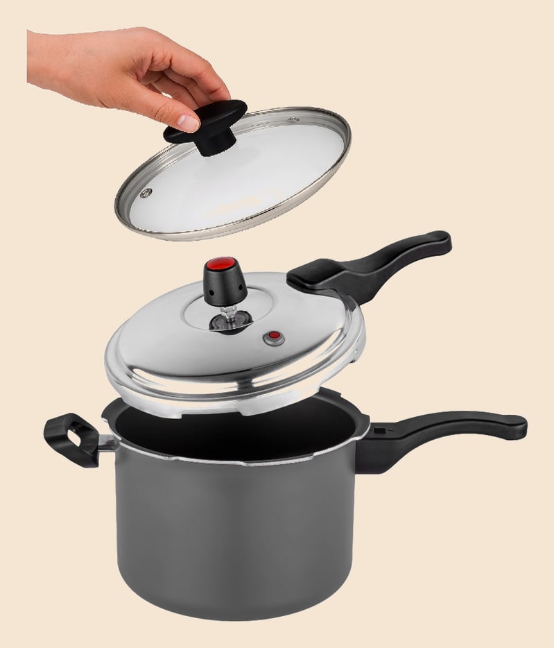 Panela De Pressao 4,5 litros Antiaderente Kit Convencional Tampa Vidro
