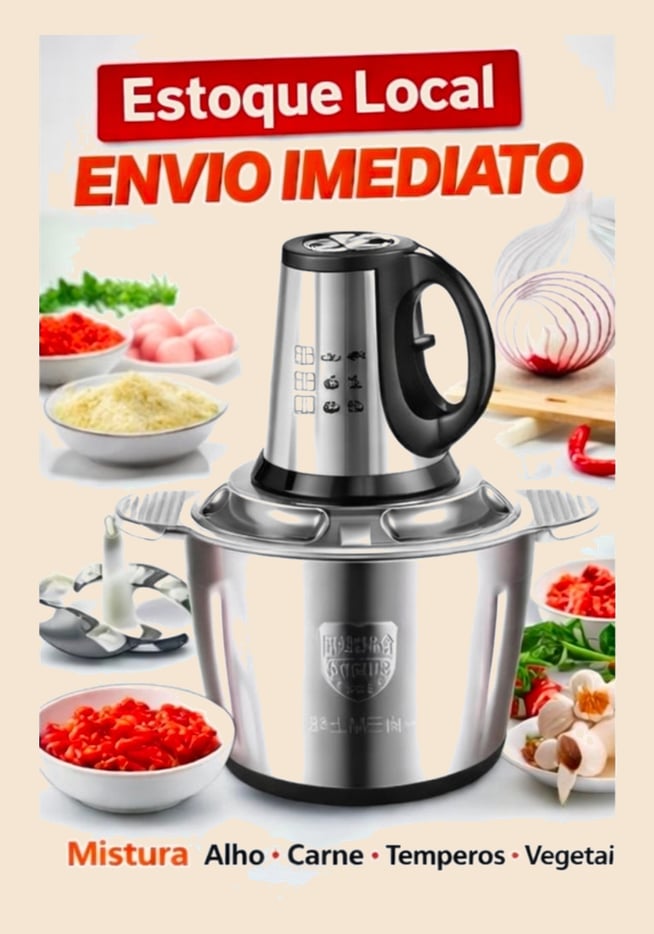 Picador De Alimentos Moedor De Carne Mixer Elétrica Processador Cozinha Casa Alho - 110v-220v