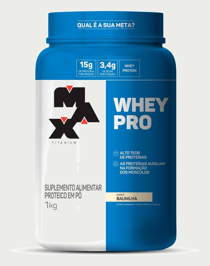 Max Titanium Whey Pro Pote 1kg Sabor Baunilha