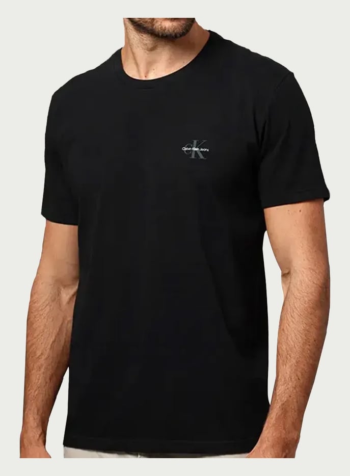 Camiseta Calvin Klein Jeans New Mono Logo Re Issue Preta Preta L/g